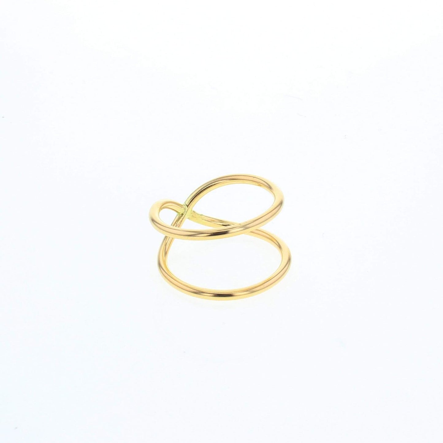 Gold filled interlocking ring with two smooth loop bands