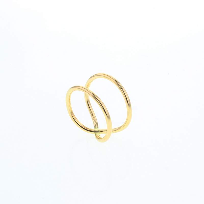 Gold filled loop ring with interwoven two-band design