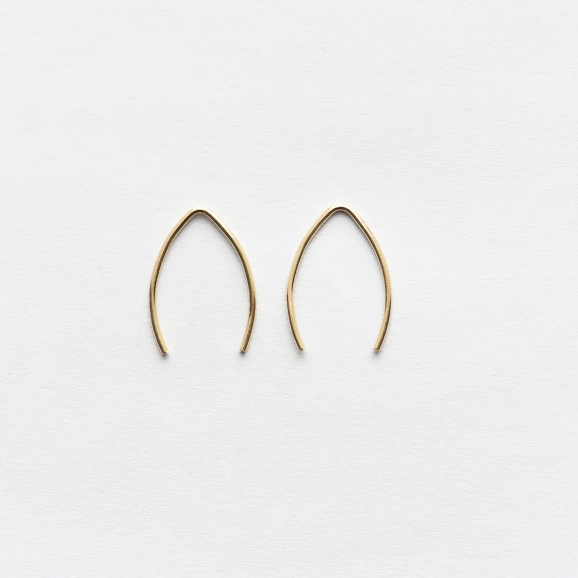 Small wishbone threader earrings, gold-tone, U-shaped wire with slender hook