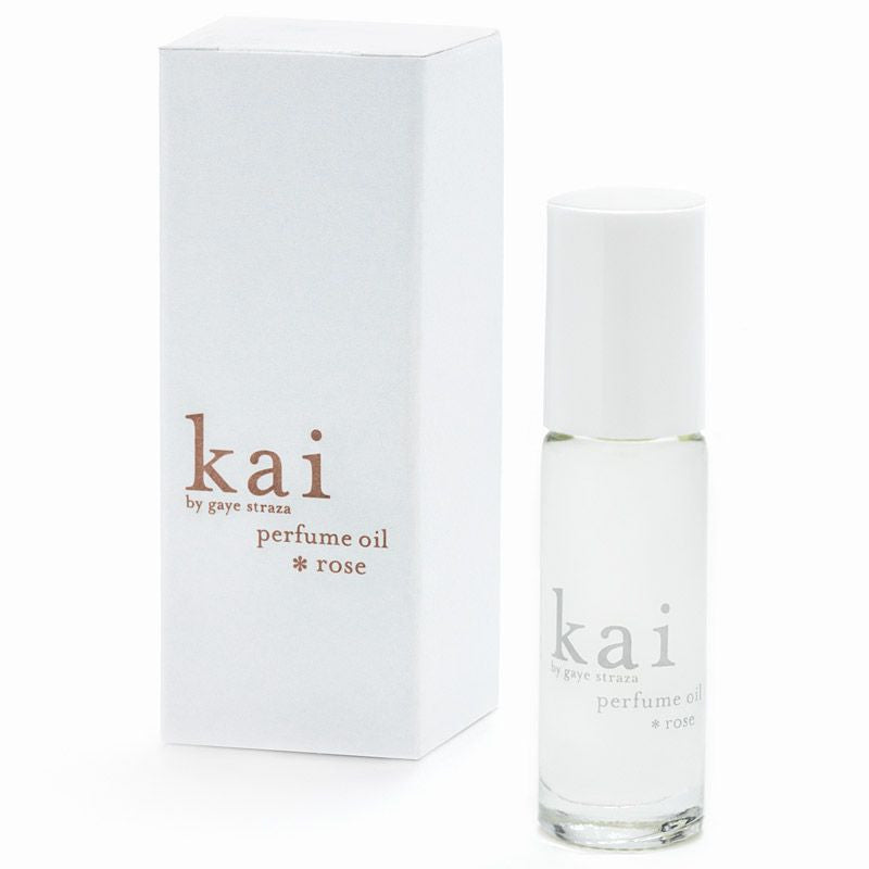 Kai rose perfume oil, 1/8 oz, clear glass bottle with white cap