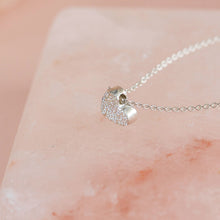 Sterling silver heart necklace with diamond-dusted small pendant and chain