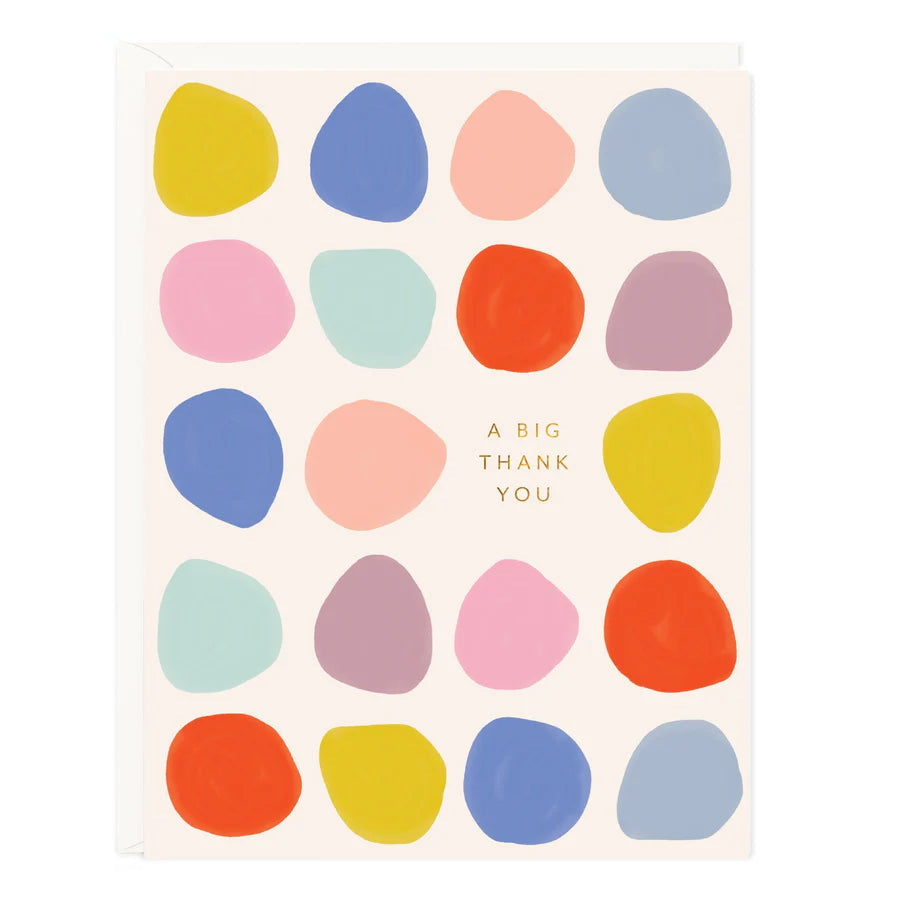 Thank-you card with multicolor dot pattern and “A BIG THANK YOU” text