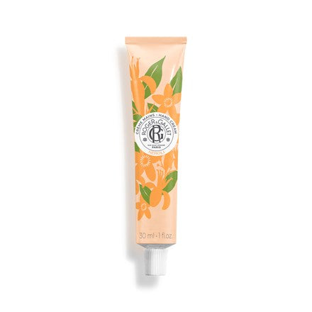 Hand and nail cream tube, orange floral design, 1 fl oz (30 ml)