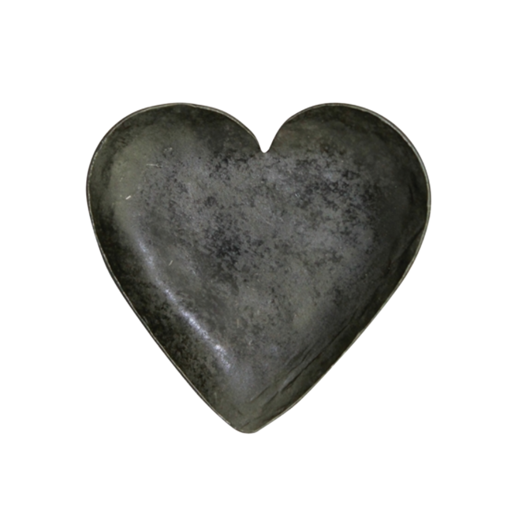 Heart-shaped forged iron tray with dark black finish