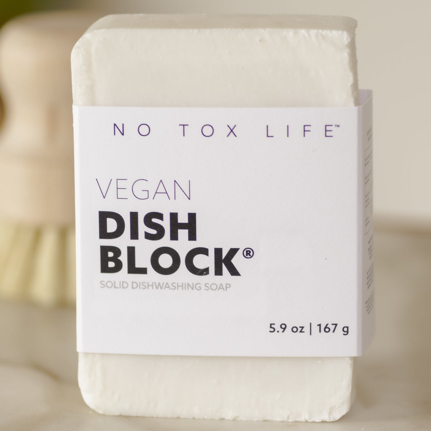 Dish Block® vegan solid dishwashing soap, 5.9 oz cube in white wrap